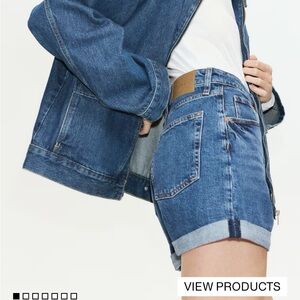 H&M Blue Jean Shorts High-Waisted Frayed Hem